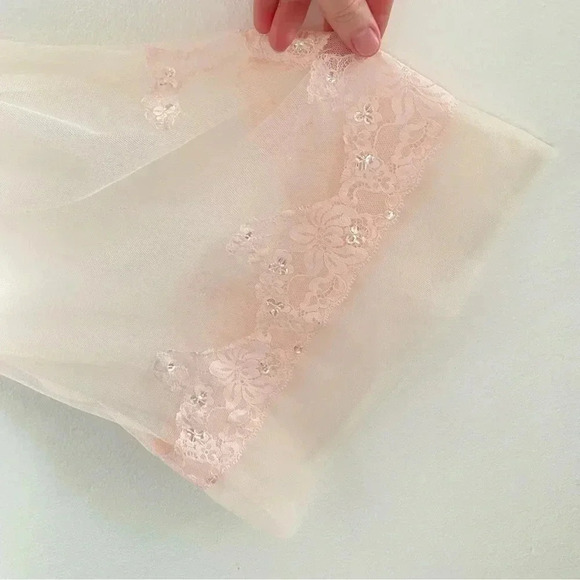 Victorias Secret See Thru Soft Pink Tulle Lace Tunic Robe Romantic Sexy Women M - Picture 10 of 11